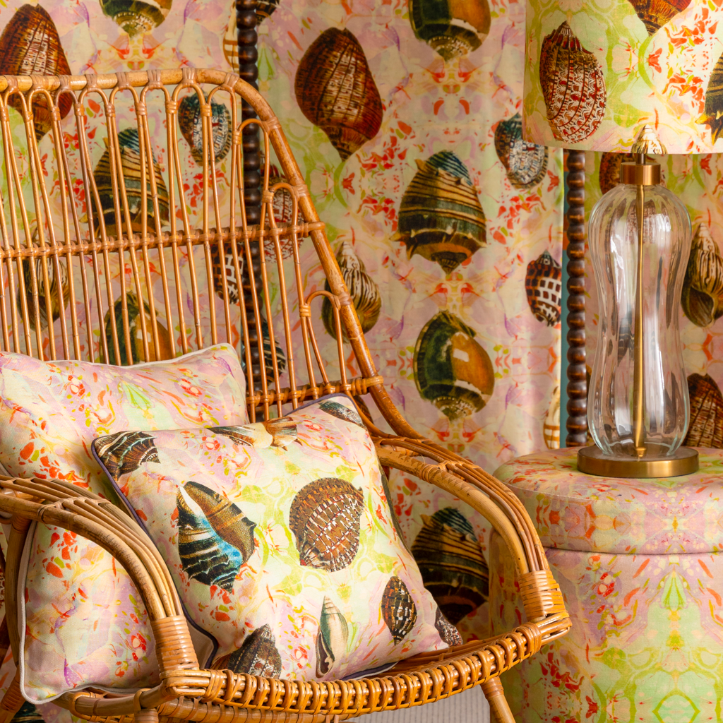 Indian Summer Shells Linen Small Square Cushion