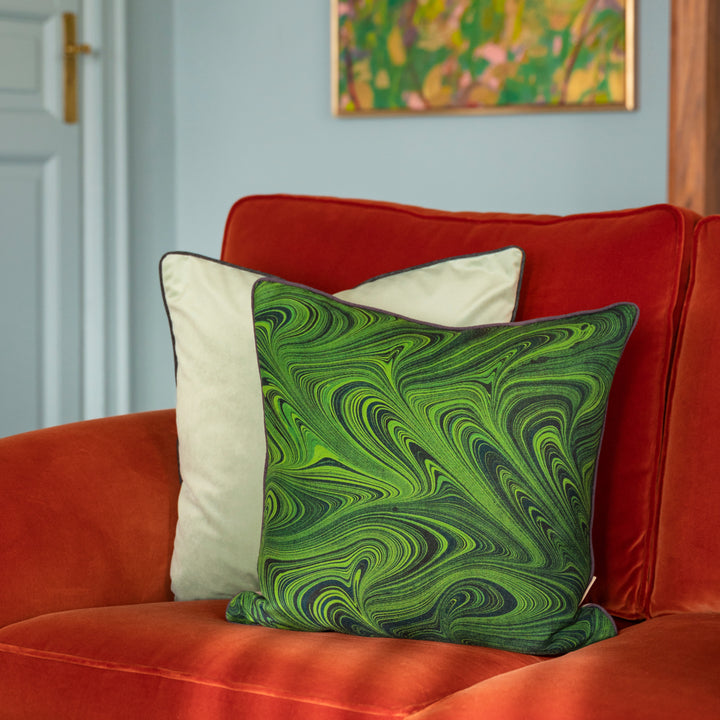 Malachite Linen Square Cushion