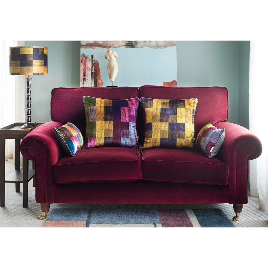 Multi Parquet Velvet Medium Oblong Cushion