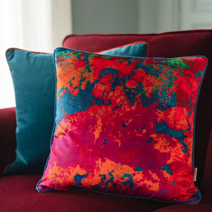 Teal Velvet Square Cushion