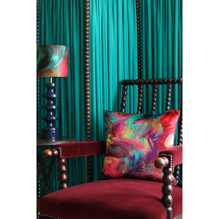 Emerald Streaks Silk Cotton Lampshade