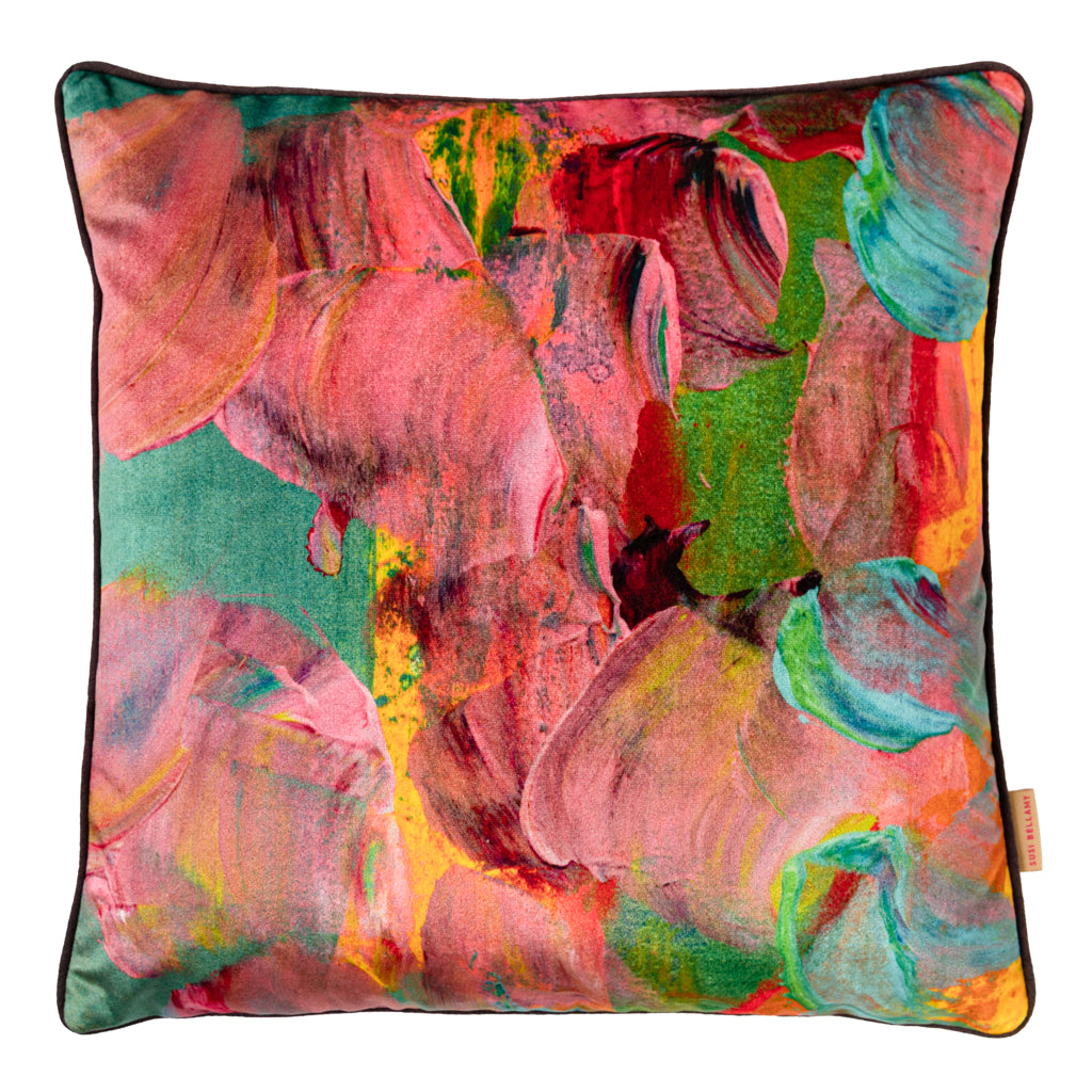 Pastel Strokes Velvet Square Cushion