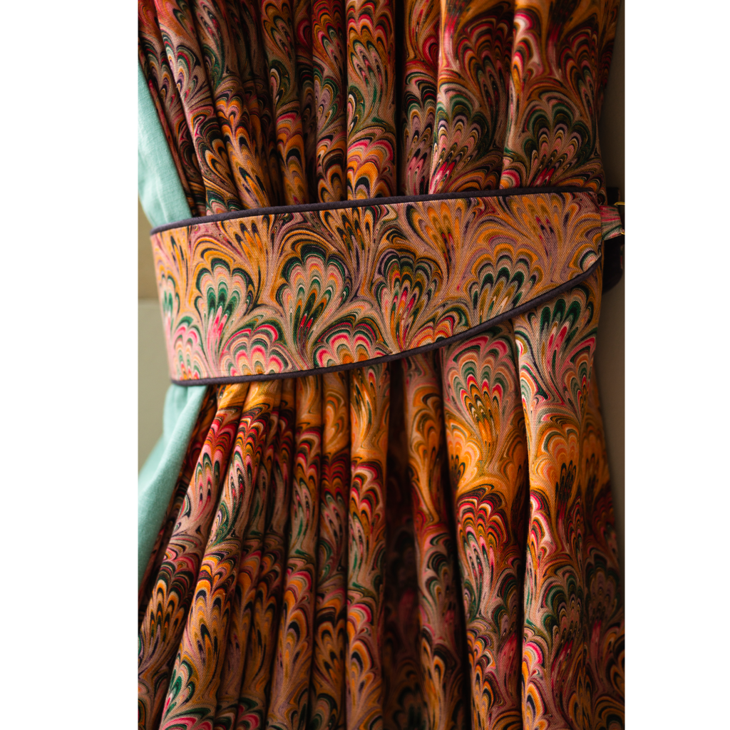 Peacock Bouquet Linen Fabric