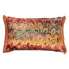 End Ruched Peacock Bouquet Marbled Velvet Large Oblong Cushion