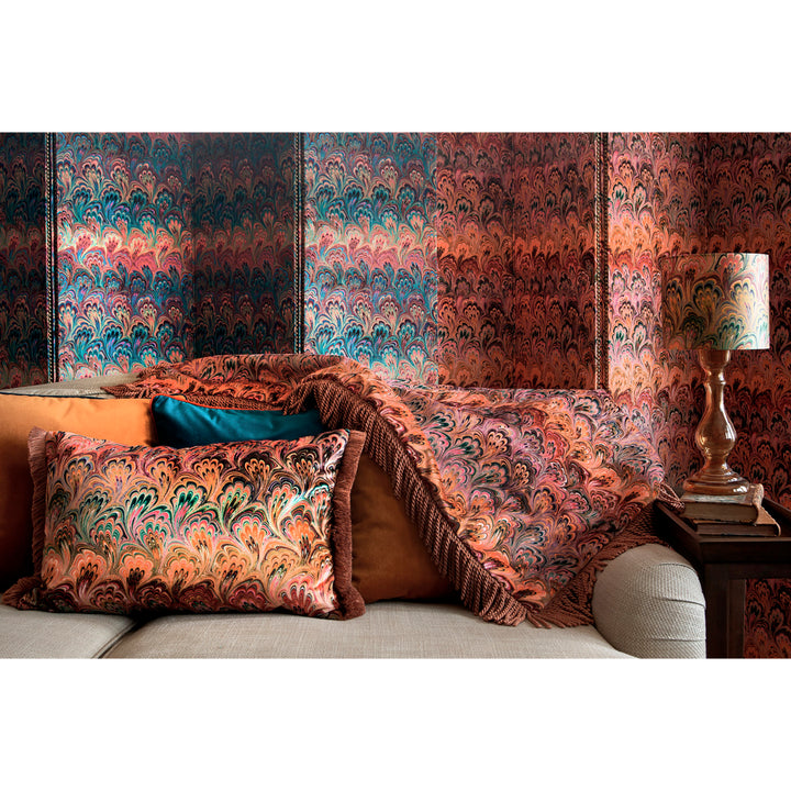 Double-Sided Peacock Bouquet Velvet Throw