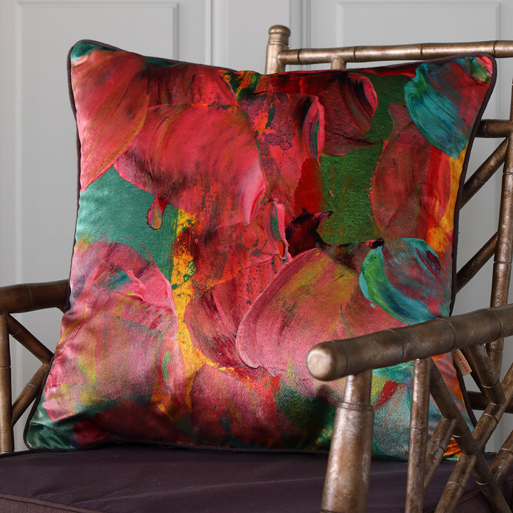 Pastel Strokes Velvet Square Cushion