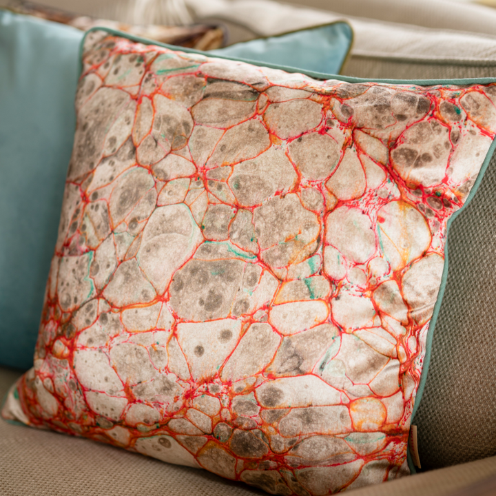 Pietra Grigia Marbled Velvet Square Cushion