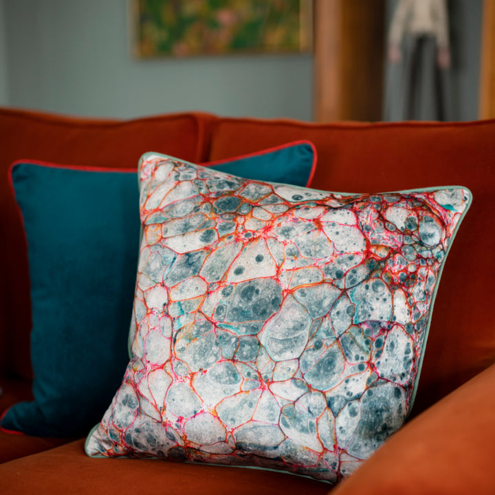 Teal Velvet Square Cushion