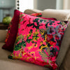 Pink Foliage Abstract Velvet Square Cushion