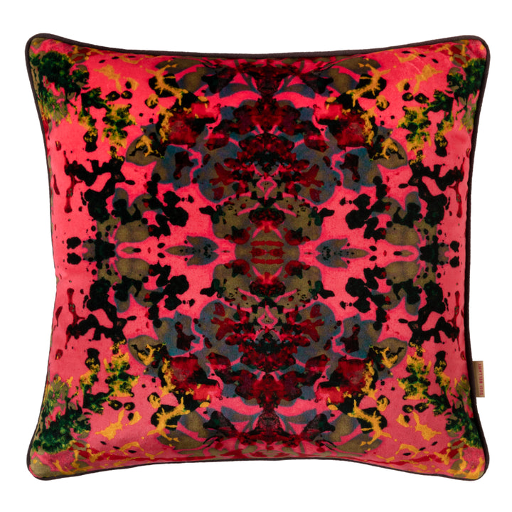 Pink Rose Kaleidoscope Square Velvet Cushion