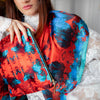 Red / Blue Geode Square Silk Satin Scarf