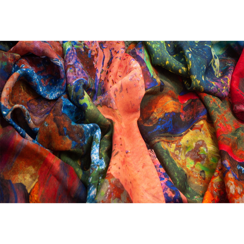Rose Abstracts Silk Wool Scarf