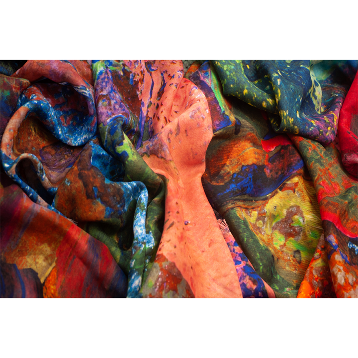 Rose Abstracts Silk Wool Scarf