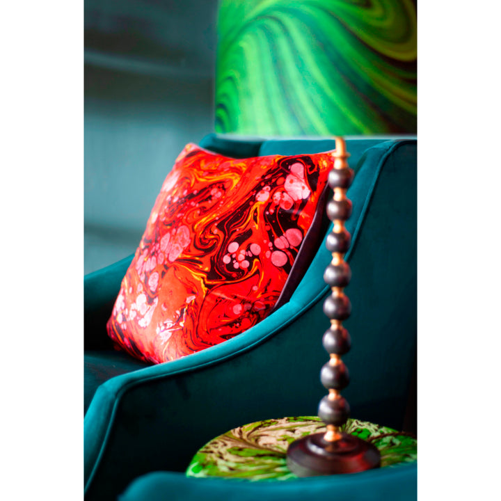 Ruby Marbled Velvet Large Square Cushion