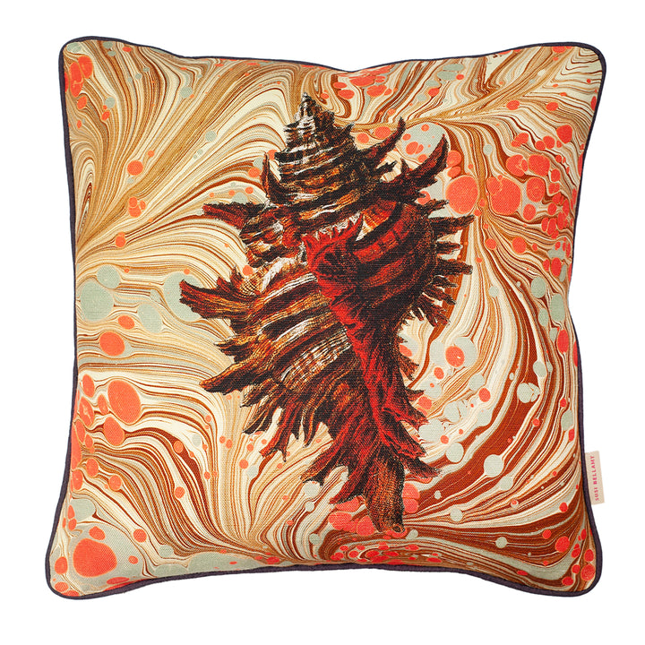 Sand Swirl Conch Linen Small Square Cushion