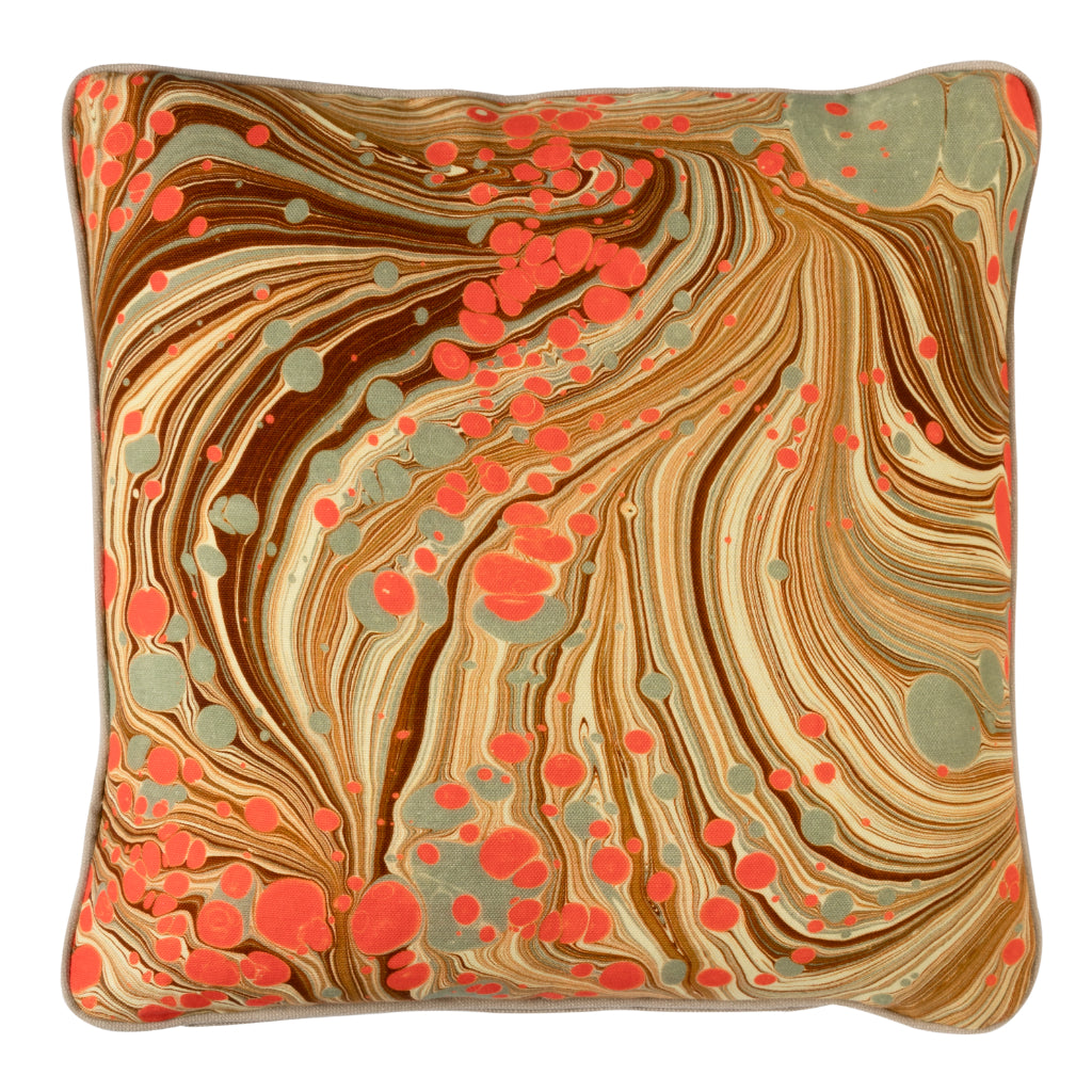 Sand Swirl Marbled Linen Square Cushion