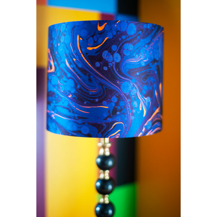 Sapphire Marbled Silk Cotton Lampshade