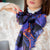 Sapphire Marbled Silk Satin Scarf