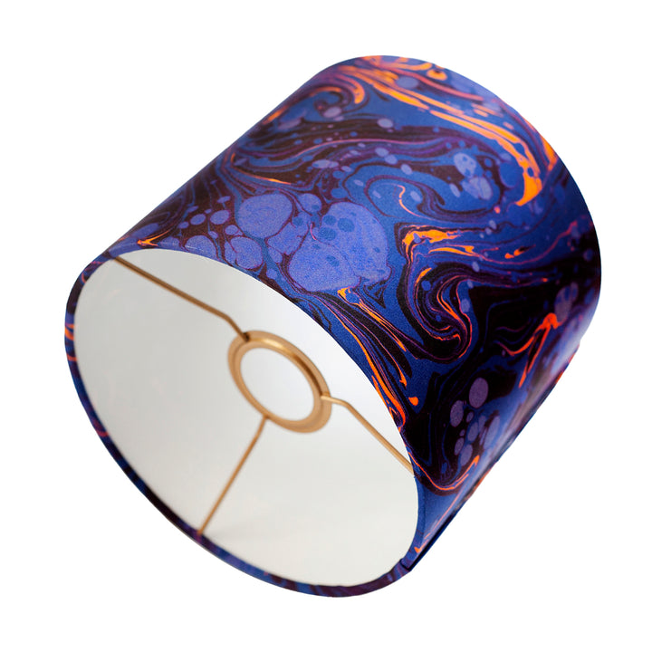 Sapphire Marbled Silk Cotton Lampshade