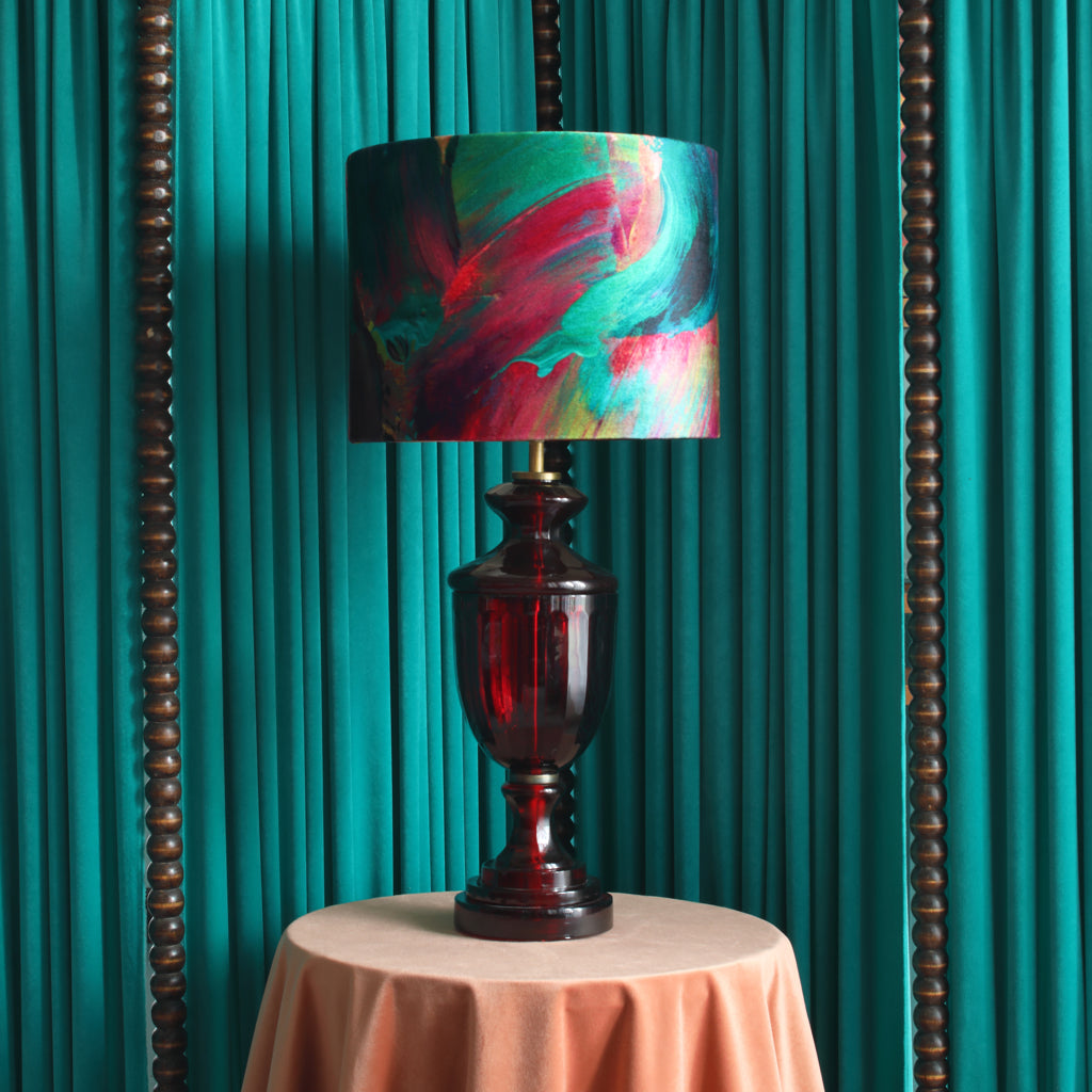 Emerald Streaks Velvet Lampshade