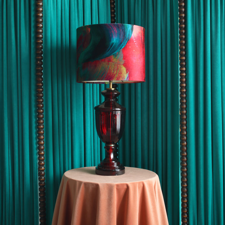 Emerald Streaks Velvet Lampshade