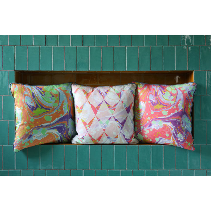 Green Slick Marbled Cotton Cushion