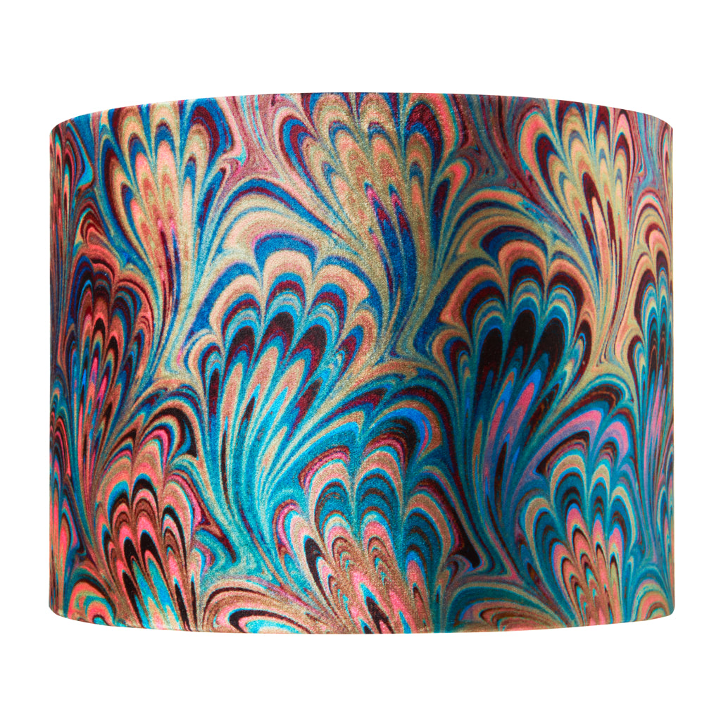 Teal Bouquet Velvet Lampshade