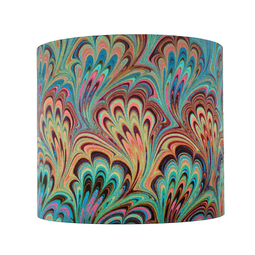 Teal Bouquet Silk Cotton Lampshade