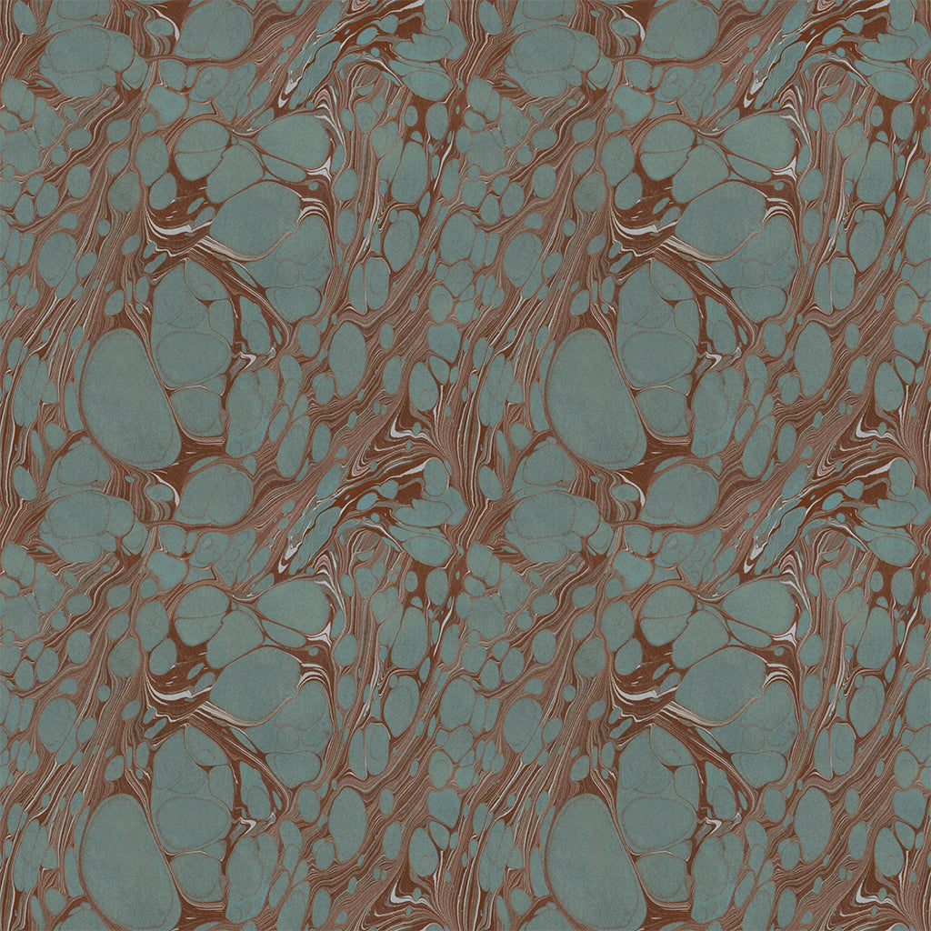 Teal Organic Marbled Velvet Fabric