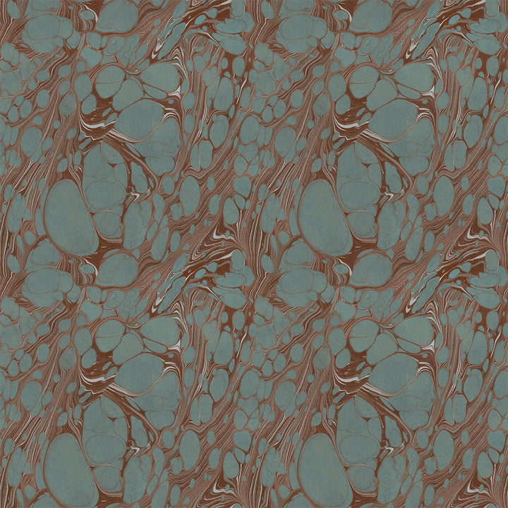 Teal Organic Marbled Velvet Fabric