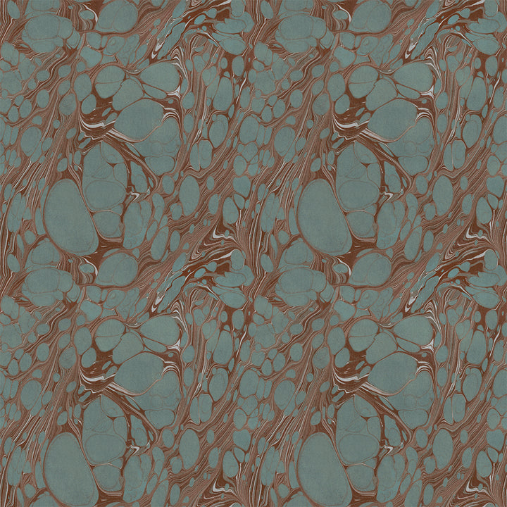 Teal Organic Marbled Velvet Fabric