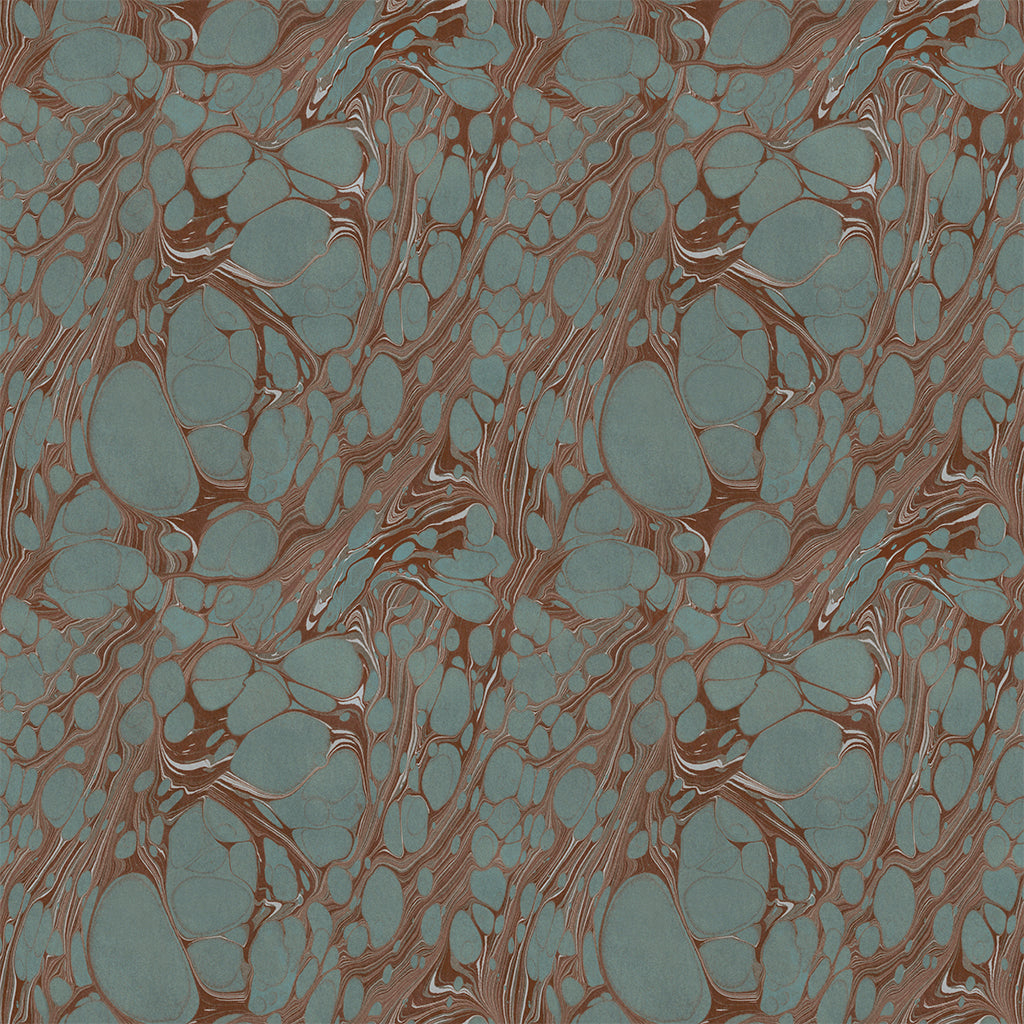 Teal Organic Marbled Velvet Fabric