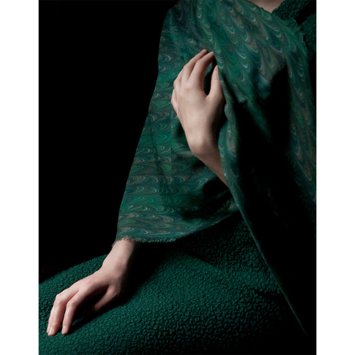 Turquoise Comb Silk Wool Scarf