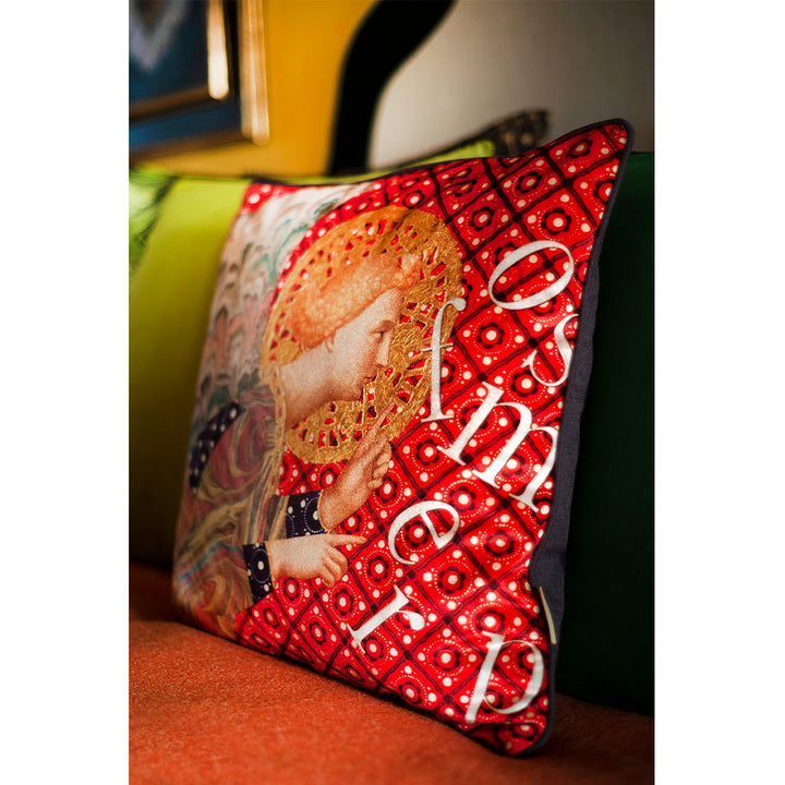 Whispering Angel Collaged Velvet Square Cushion