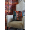 orange and navy blue velvet cushions